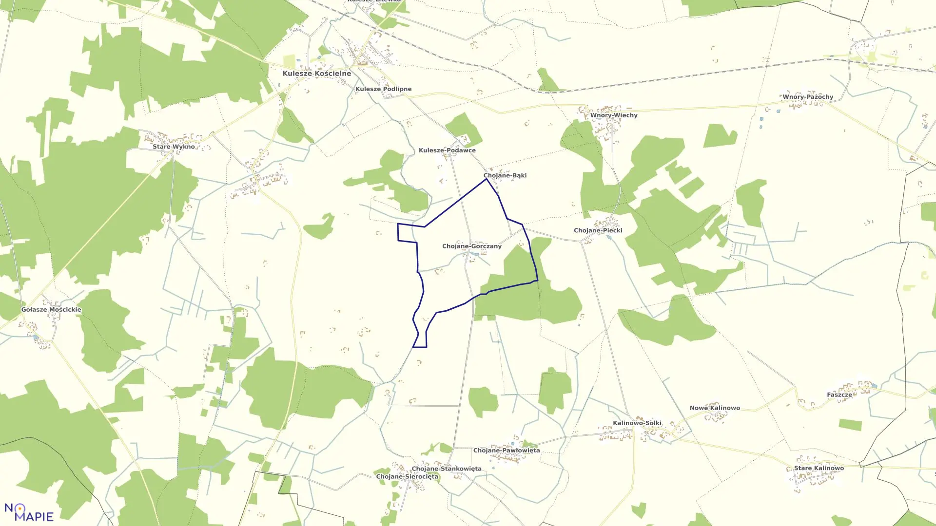 Mapa obrębu CHOJANE-GORCZANY w gminie Kulesze Kościelne