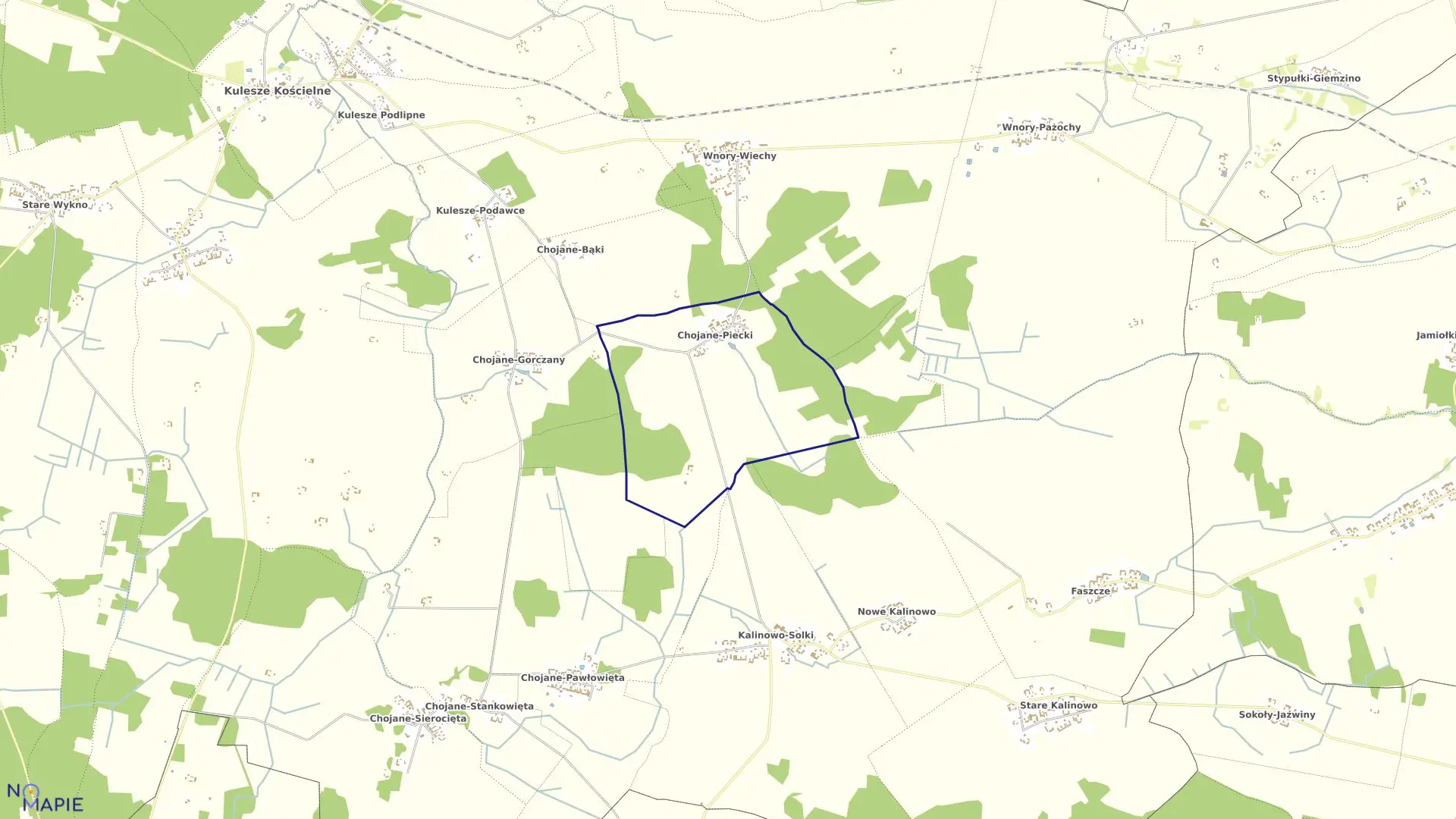 Mapa obrębu CHOJANE-PIECKI w gminie Kulesze Kościelne