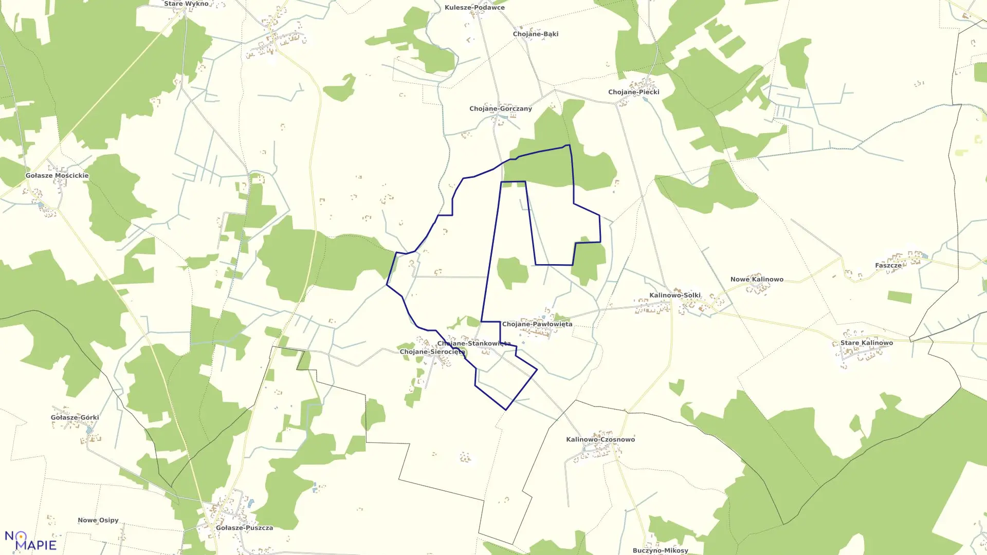 Mapa obrębu CHOJANE-STANKOWIĘTA w gminie Kulesze Kościelne