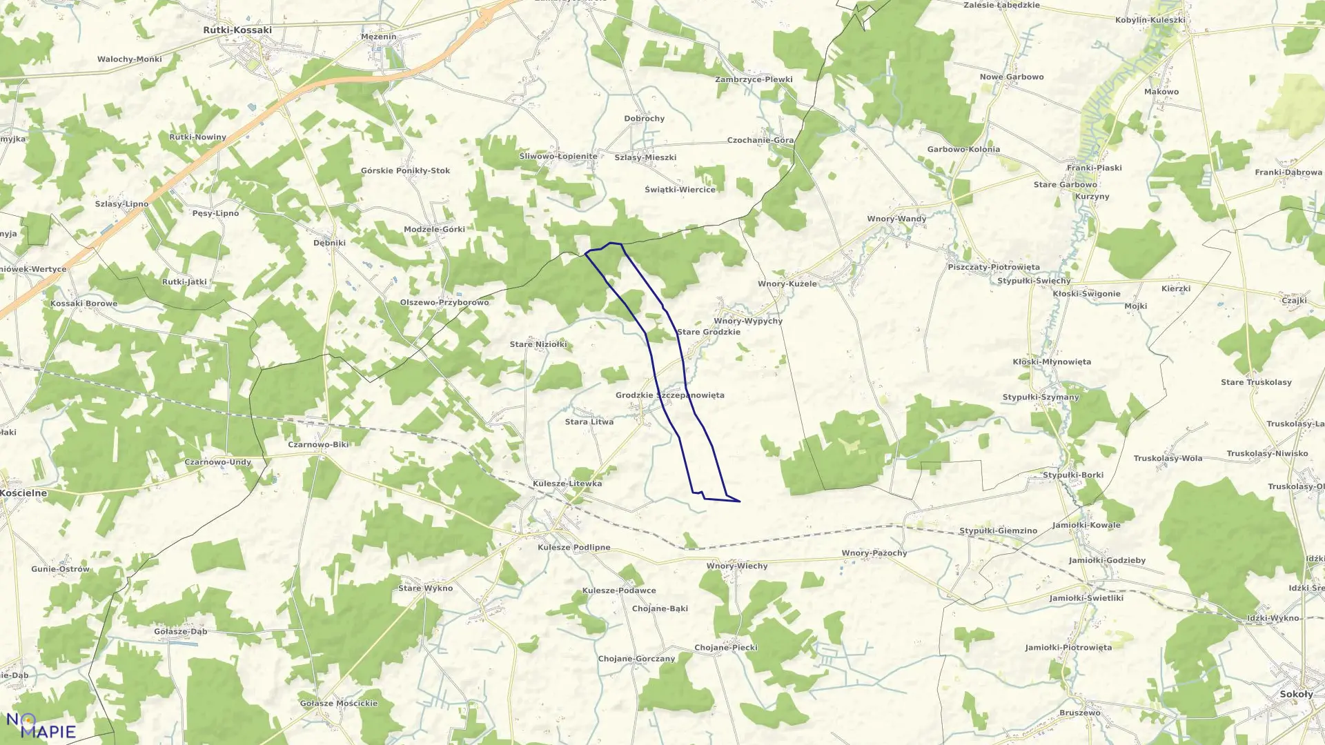 Mapa obrębu GRODZKIE SZCZEPANOWIĘTA w gminie Kulesze Kościelne