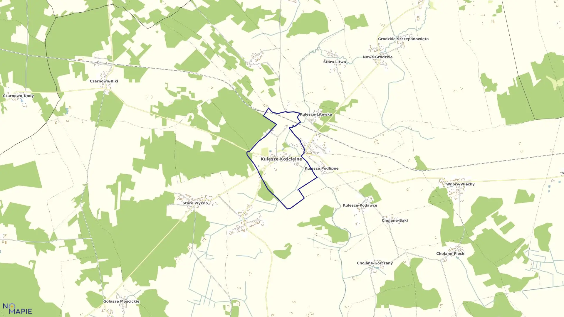 Mapa obrębu KULESZE KOŚCIELNE w gminie Kulesze Kościelne