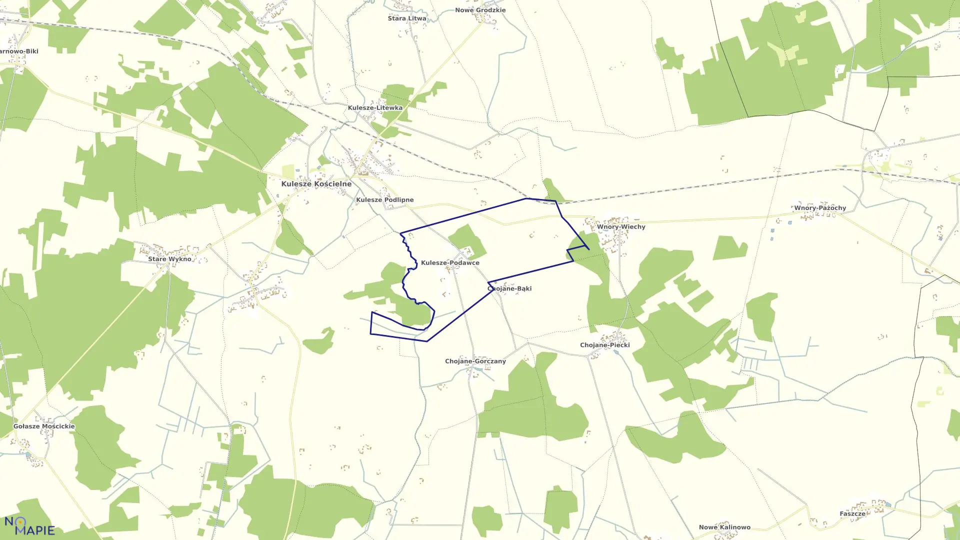 Mapa obrębu KULESZE-PODAWCE w gminie Kulesze Kościelne