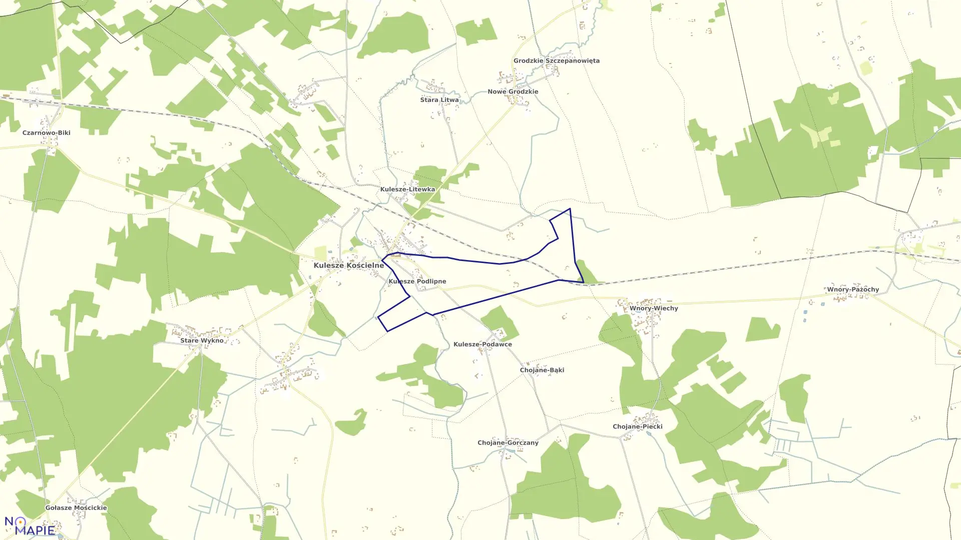 Mapa obrębu KULESZE PODLIPNE w gminie Kulesze Kościelne