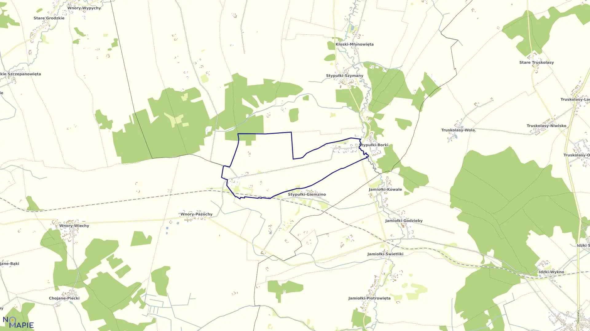 Mapa obrębu LEŚNIEWO-NIEDŹWIEDŹ w gminie Kulesze Kościelne