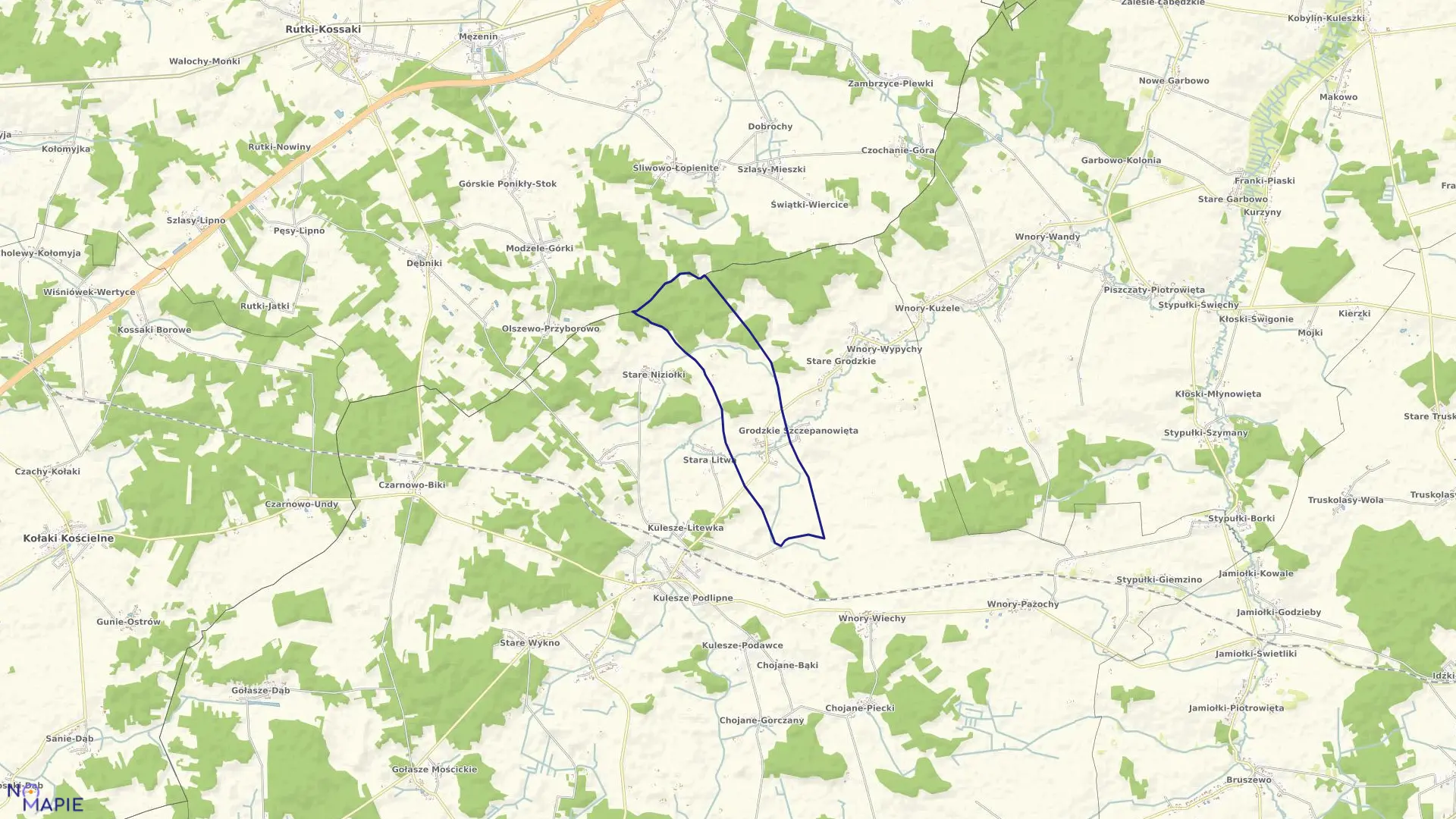 Mapa obrębu NOWE GRODZKIE w gminie Kulesze Kościelne