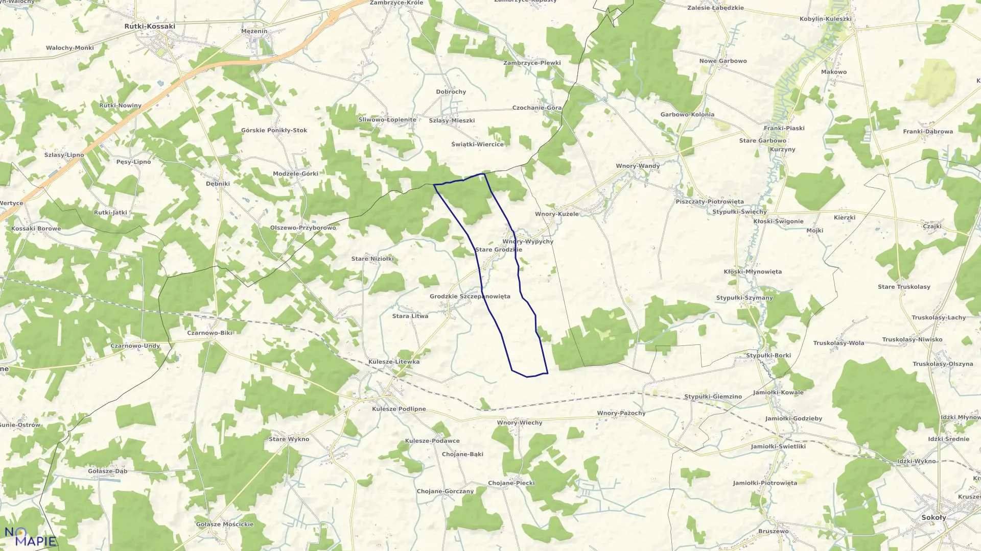 Mapa obrębu STARE GRODZKIE w gminie Kulesze Kościelne