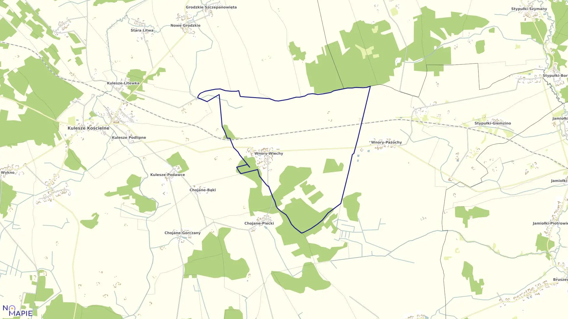 Mapa obrębu WNORY-WIECHY w gminie Kulesze Kościelne